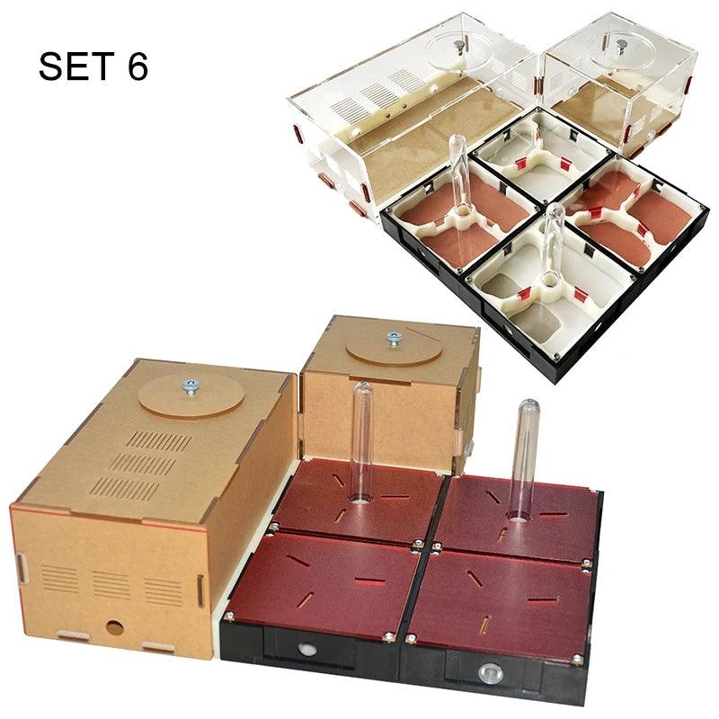 Acrylic Ant Farm Unlimited Expansion Ant Nest with Feeding Area Gypsum Ant House Pet Anthill Workshop Moisturizing Water Tower - AntDen